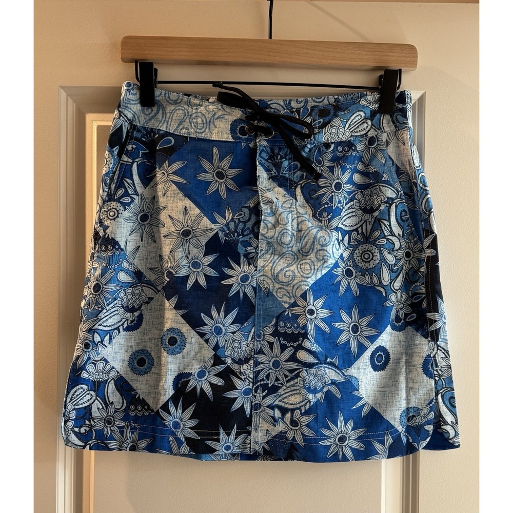 Rip Skirt XS Blue Floral Paisley Wrap Skort Beach Swim Cover Up Resort Coastal